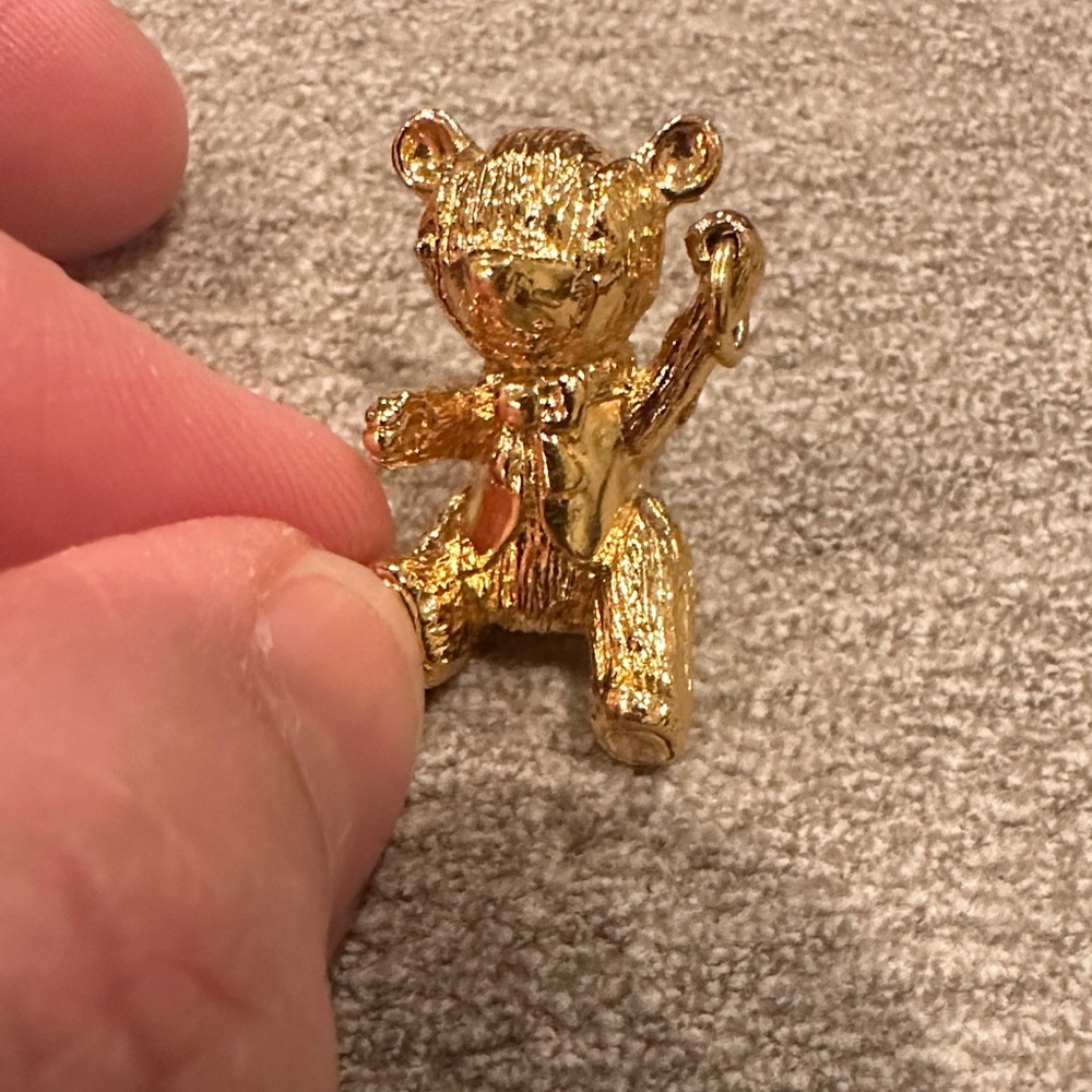 Vintage 1978 Franklin Mint 75th Anniversary Teddy Bear pendant gold electroplate